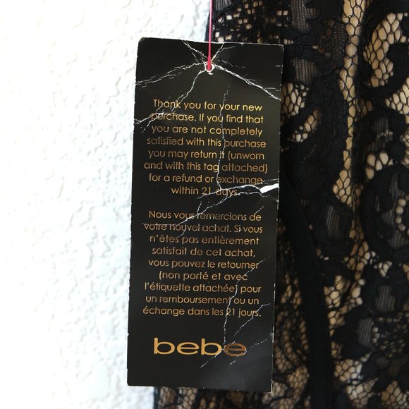 NWT Bebe Multi Media Lace Midi Dress Black Nude - Picture 8 of 8